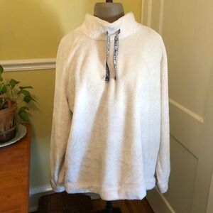 Muk Luks Cream Super Soft Comfy Cozy Pullover Top Size XL Neutral Minimalist